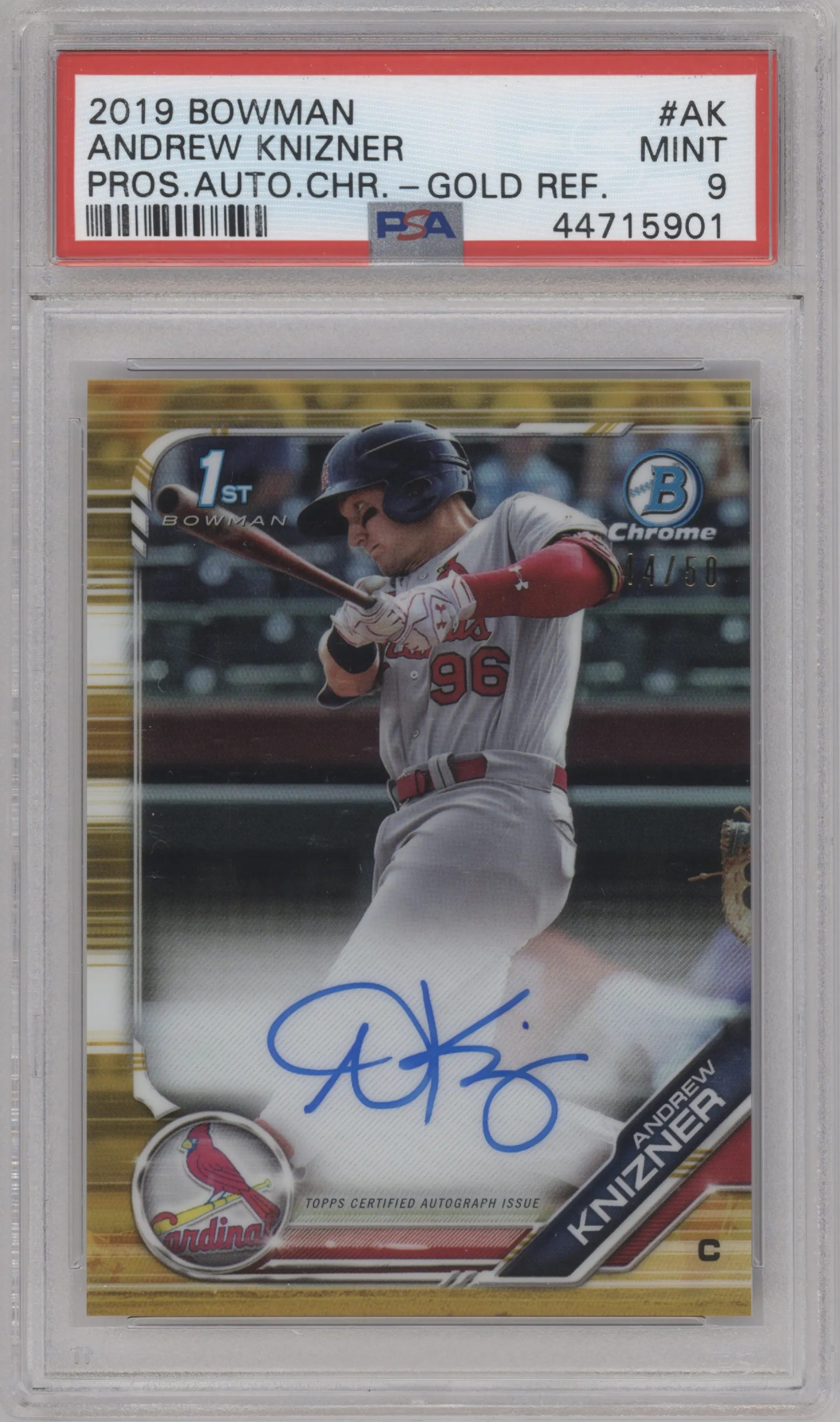 2019 Bowman Chr.Pros.Auto Andrew Knizner Gold Refractor #CPA-AK PSA 9