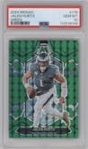 Jalen Hurts from the 2024 Panini Mosaic set featuring a Green Mosaic parallel graded by PSA and given an overall grade of 10.