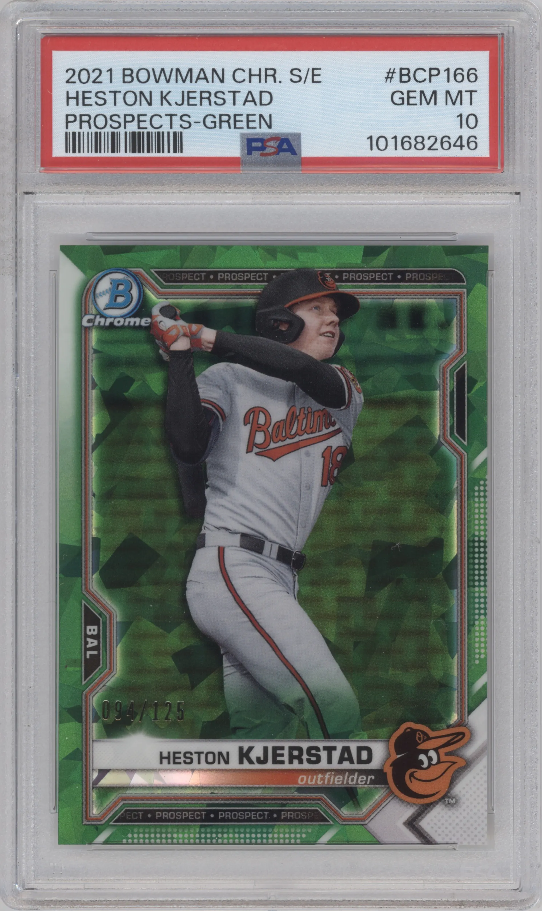 2021 Bowman Chrome Sapphire Chr.Pros. Heston Kjerstad Green #BCP-166 PSA 10