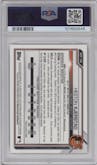 Heston Kjerstad from the 2021 Bowman Chrome Sapphire set featuring a Green parallel graded by PSA and given an overall grade of 10.