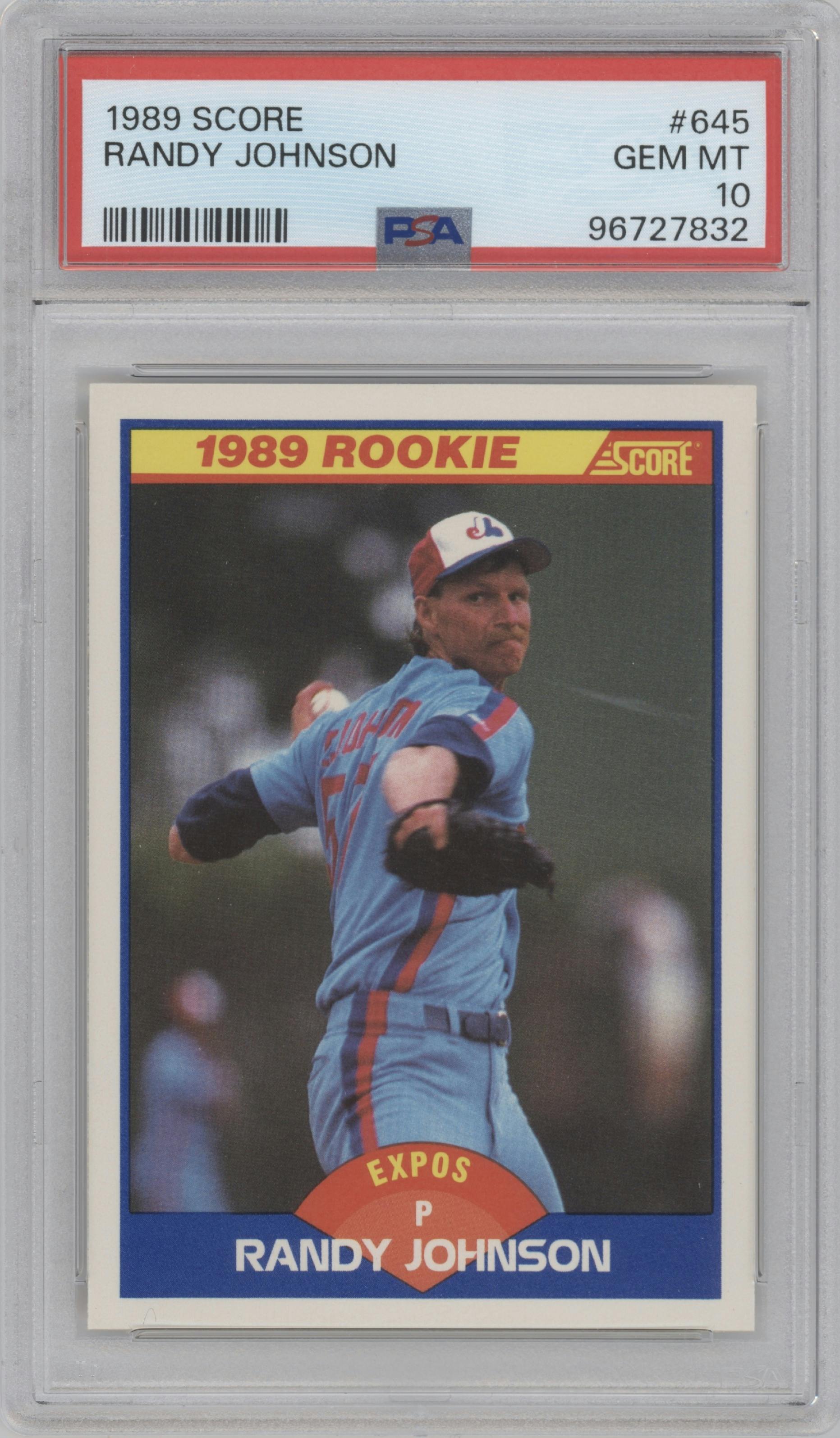 Randy Johnson from the 1989 Score set graded by PSA and given an overall grade of 10.