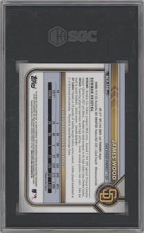 James Wood from the 2022 Bowman set graded by SGC and given an overall grade of 10.