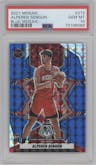 Alperen Sengun from the 2021-22 Panini Mosaic  set featuring a Blue Mosaic parallel graded by PSA and given an overall grade of 10.