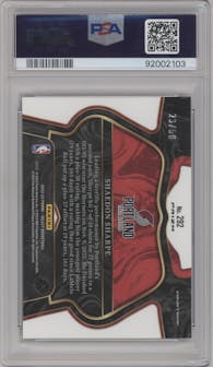 Shaedon Sharpe from the 2022-23 Panini Select set featuring a Green Wave parallel graded by PSA and given an overall grade of 10.