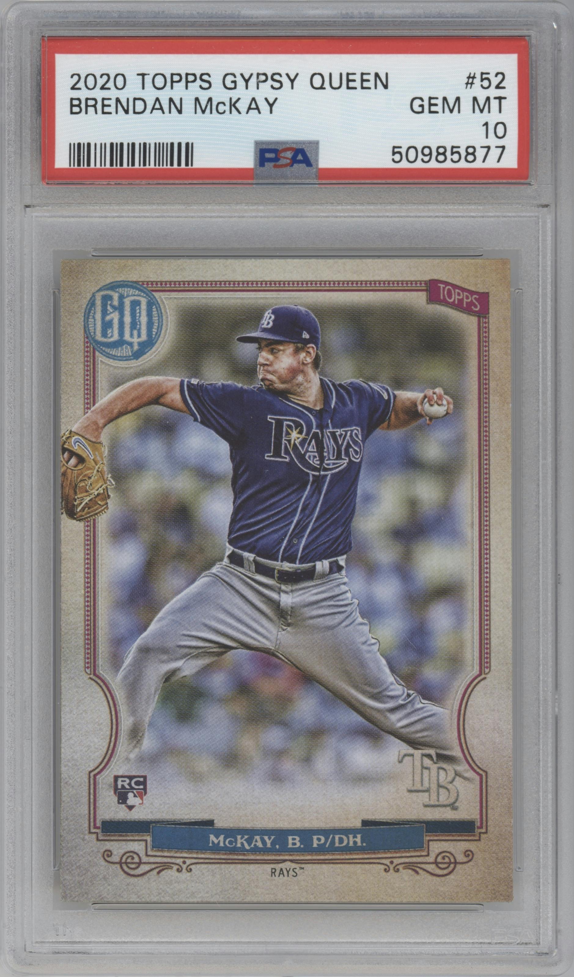 Brendan McKay from the 2020 Topps Gypsy Queen set graded by PSA and given an overall grade of 10.
