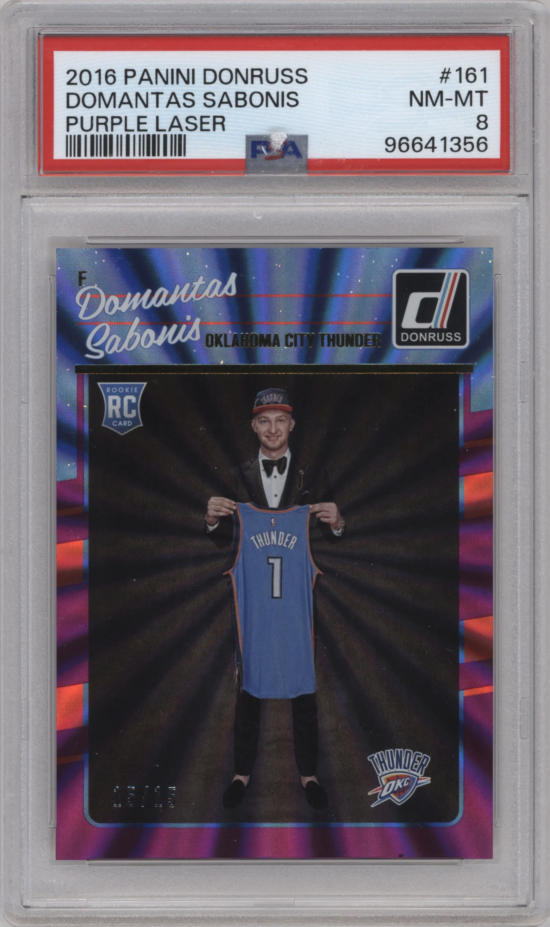 2016 Panini Donruss Domantas Sabonis Purple Holo Laser #161 PSA 8