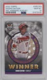 Shohei Ohtani from the 2022 Topps Home Run Challenge set featuring a August Winner parallel graded by PSA and given an overall grade of 10.