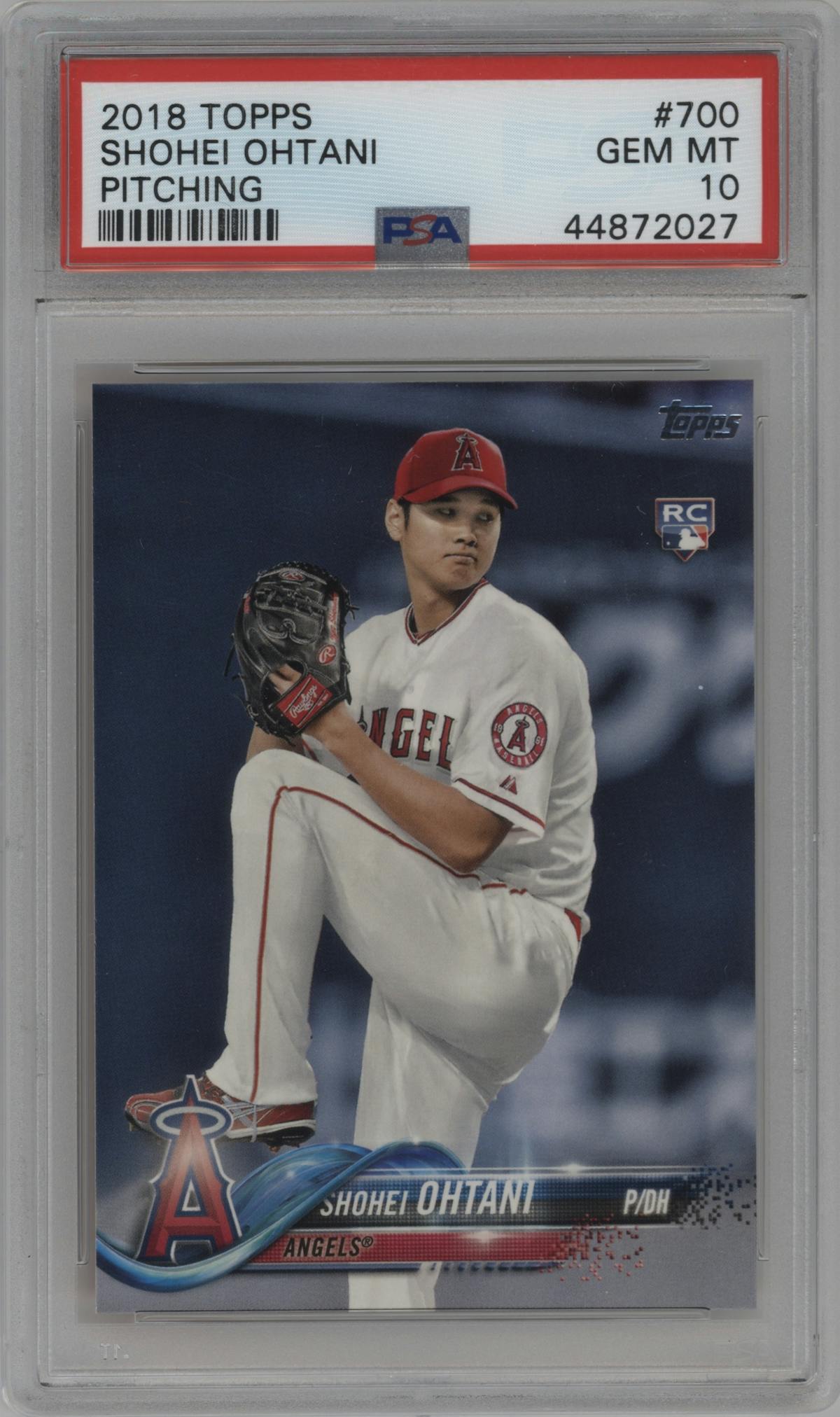Shohei Ohtani from the 2018 Topps Series 2 set graded by PSA and given an overall grade of 10.