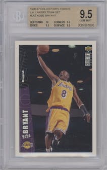 Kobe Bryant from the 1996-97 Upper Deck Collector's Choice Los Angeles Lakers set graded by Beckett and given an overall grade of 9.5.