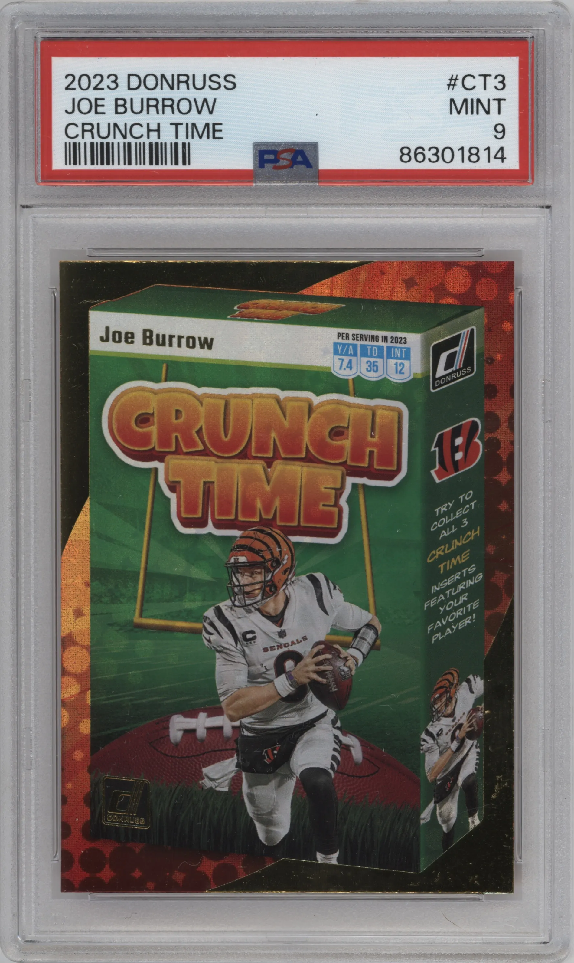 2023 Panini Donruss Crunch Time Joe Burrow PSA 9