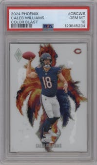 Caleb Williams from the 2024 Panini Phoenix set graded by PSA and given an overall grade of 10.