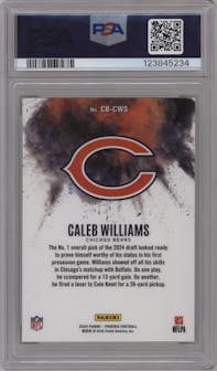 Caleb Williams from the 2024 Panini Phoenix set graded by PSA and given an overall grade of 10.