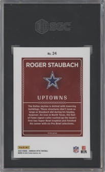 Roger Staubach	 from the 2024 Donruss Optic set graded by SGC and given an overall grade of 9.5.