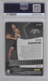 Victor Wembanyama from the 2023-24 Panini Revolution set featuring a Chinese New Year Emerald parallel graded by PSA and given an overall grade of 10.