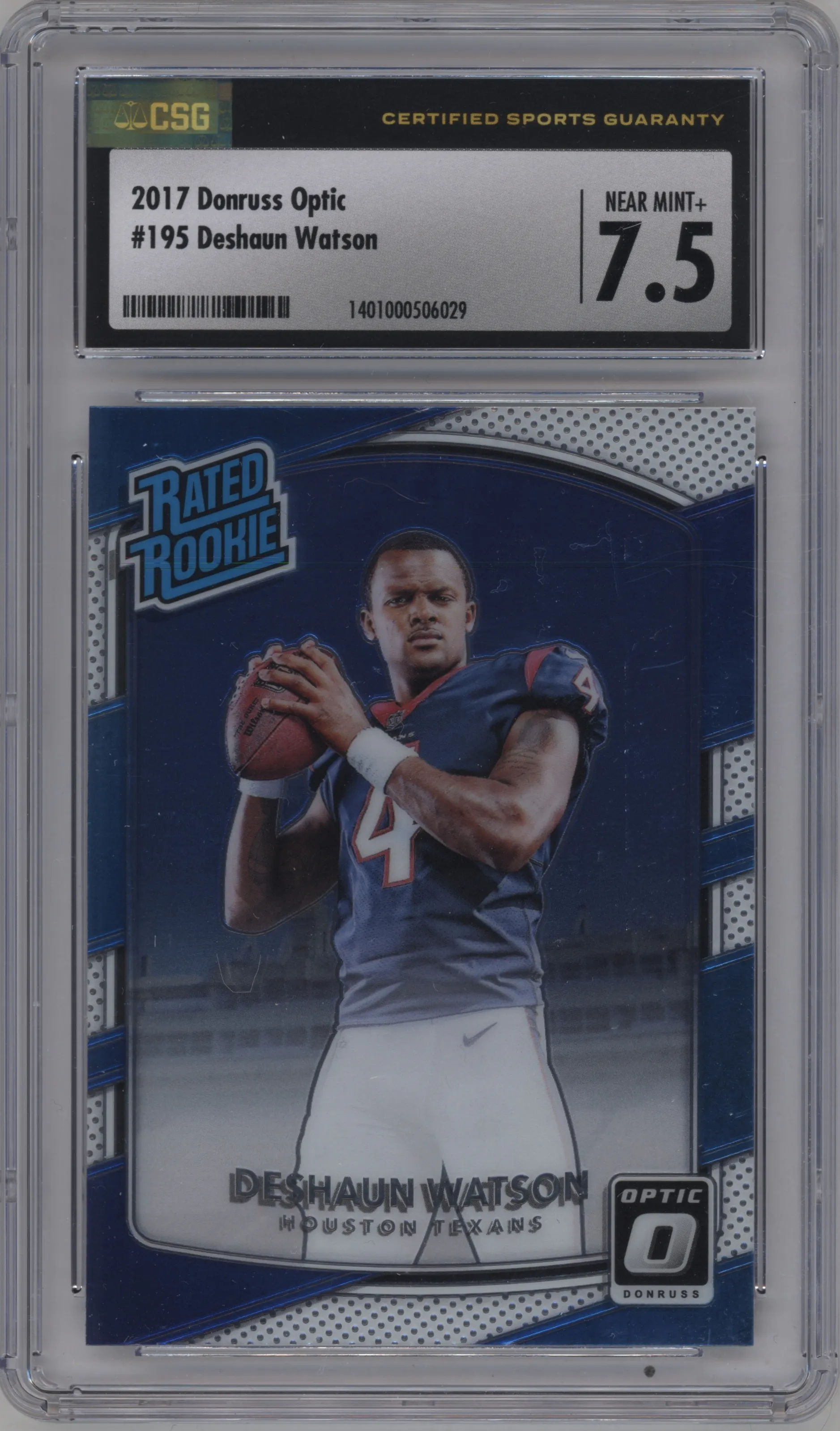 2017 Panini Donruss Optic Rated Rookie Deshaun Watson #195 CGC 7.5