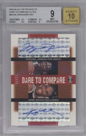 Michael Jordan/Kobe Bryant from the 2003 UD Top Prospects set graded by Beckett and given an overall grade of 9.