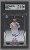 Brandon Mayea from the 2023 Bowman Chrome set graded by SGC and given an overall grade of 10.