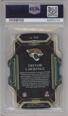 Trevor Lawrence from the 2021 Panini Select set featuring a Die-Cut Red/Yellow parallel graded by PSA and given an overall grade of 10.
