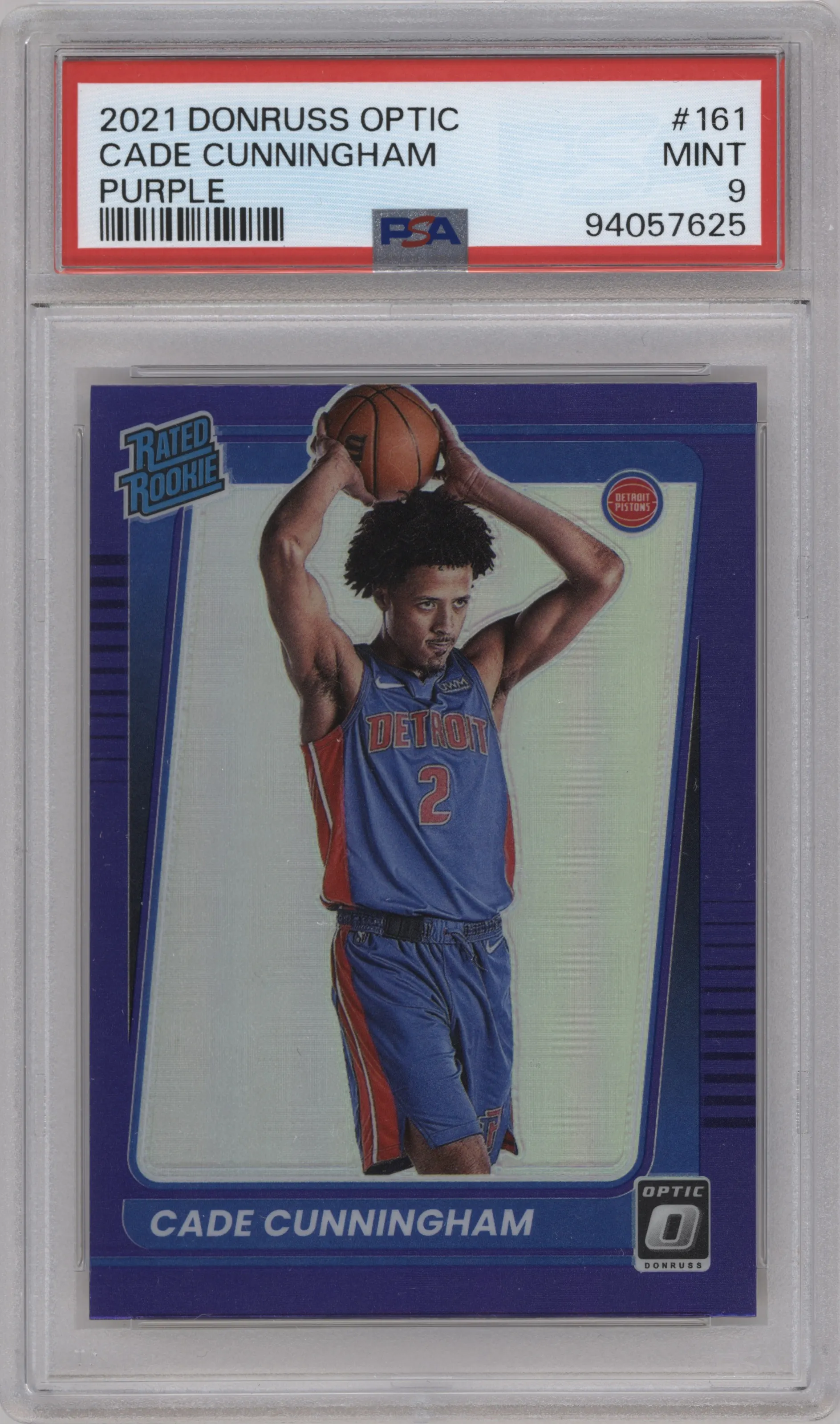 2021 Panini Donruss Optic Rated Rookie Cade Cunningham Purple #161 PSA 9
