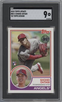 Shohei Ohtani from the 2018 Topps Update set graded by SGC and given an overall grade of 9.