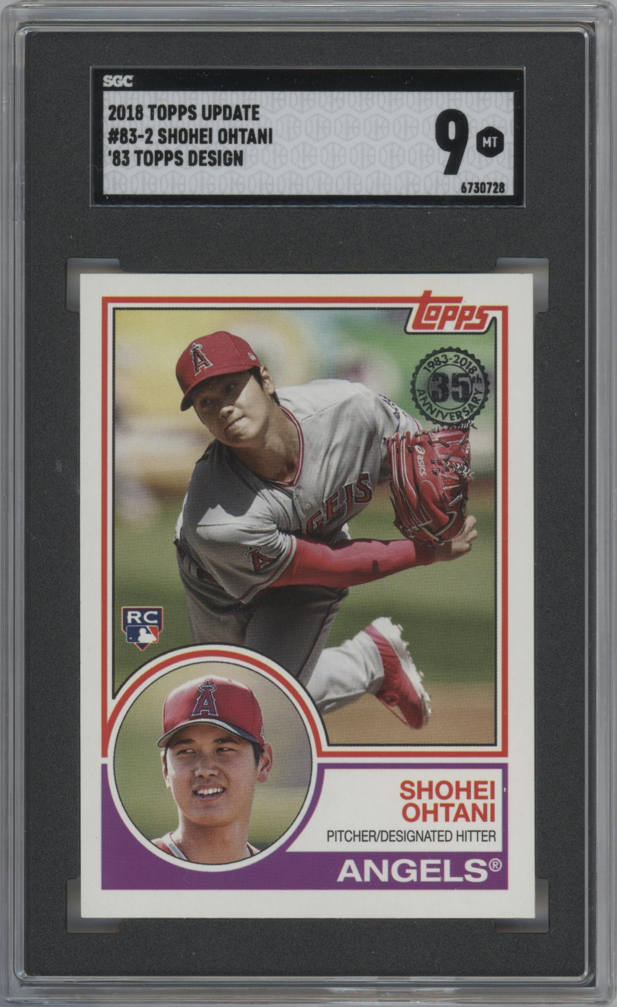 Shohei Ohtani from the 2018 Topps Update set graded by SGC and given an overall grade of 9.
