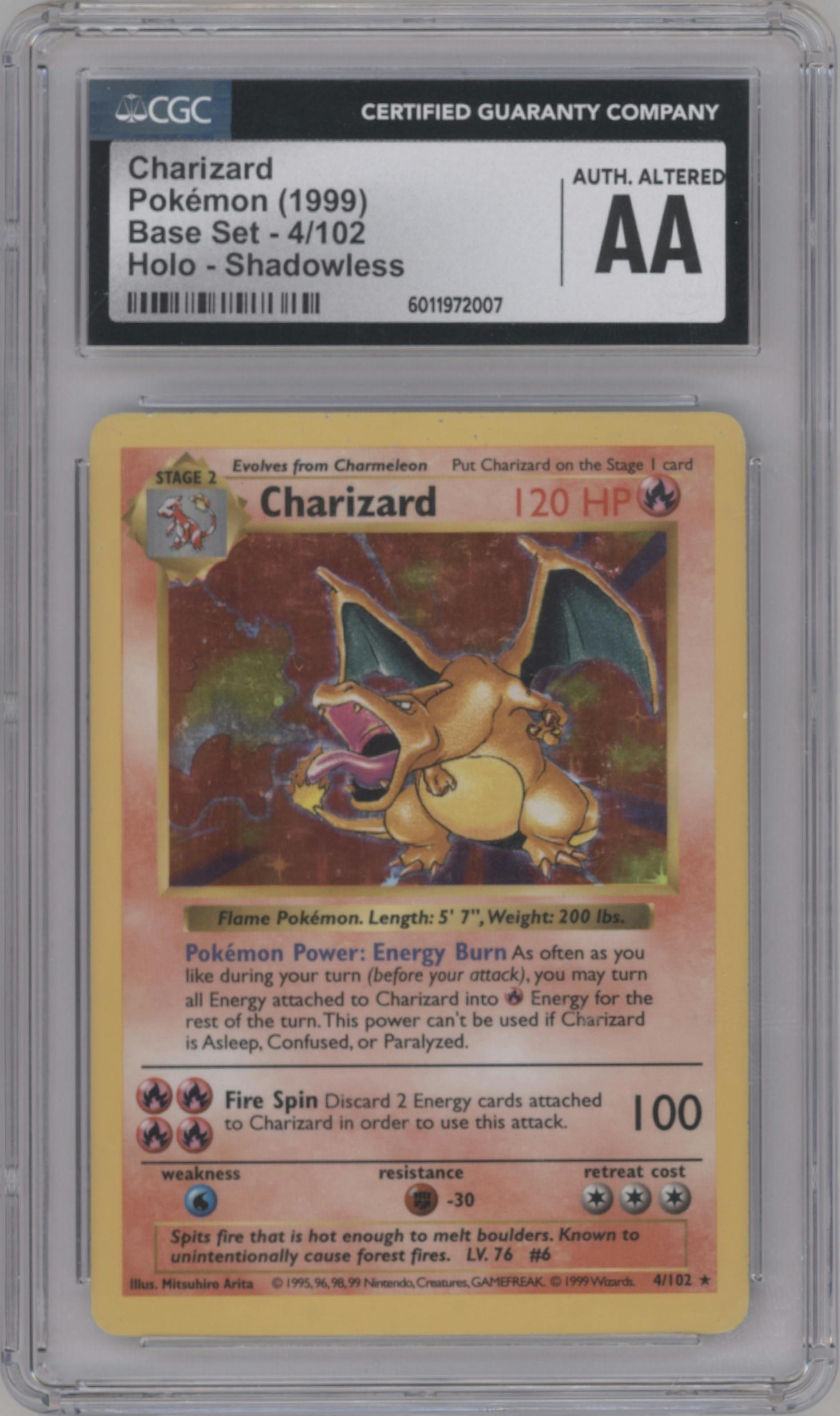 Charizard from the 1999 Pokemon set graded by CSG.