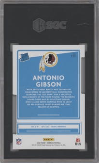 Antonio Gibson from the 2020 Panini Donruss set featuring a Press Proof Silver Die-Cut parallel graded by SGC and given an overall grade of 9.5.