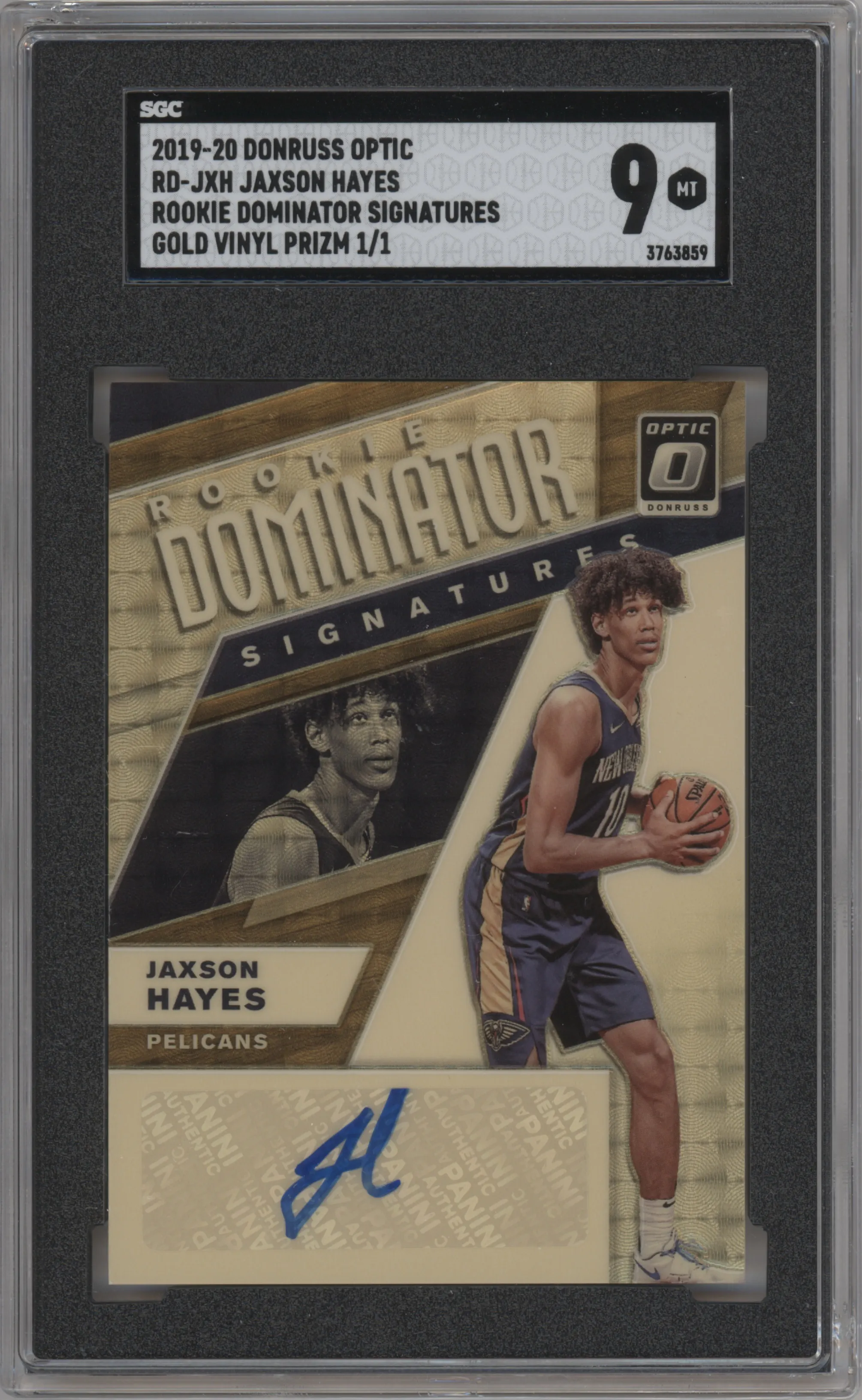 2019 Panini Donruss Optic Rke.Dom.Sig. Jaxson Hayes Gold Vinyl SGC 9