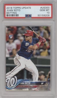 Juan Soto from the 2018 Topps Update set graded by PSA and given an overall grade of 10.
