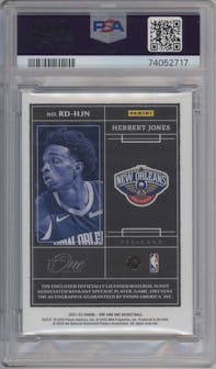 Herbert Jones from the 2021-22 Panini One and One set featuring a Blue parallel graded by PSA and given an overall grade of 8.