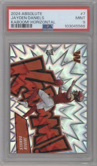 Jayden Daniels from the 2024 Panini Absolute set graded by PSA and given an overall grade of 9.