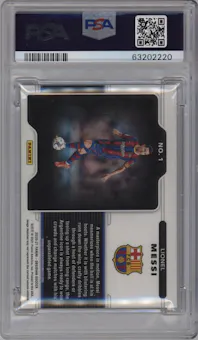 Lionel Messi from the 2020-21 Panini Obsidian set graded by PSA and given an overall grade of 10.