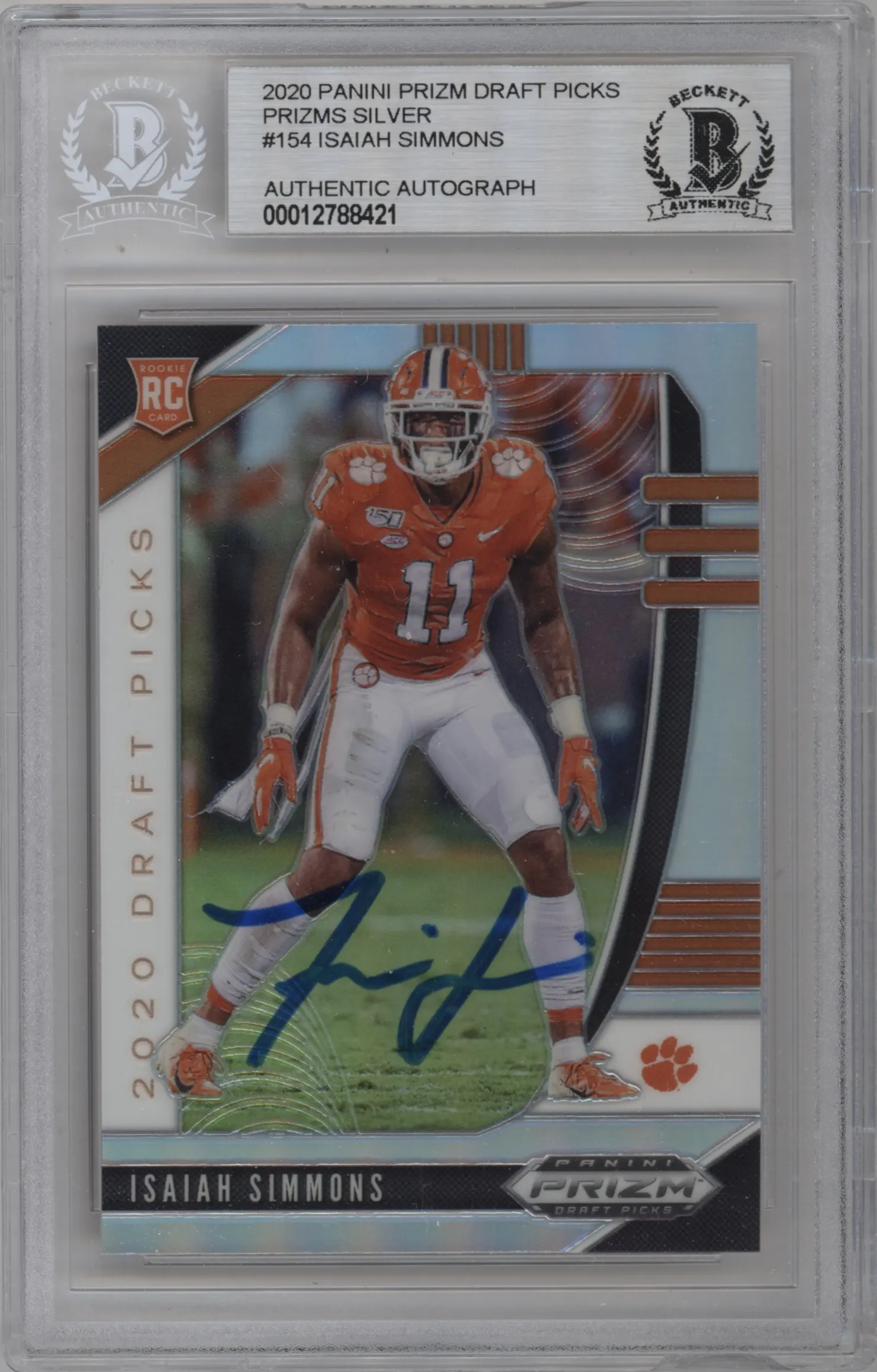 2020 Panini Prizm Draft Picks Isaiah Simmons Silver Prizm BGS AUTHENTIC #154 BGS