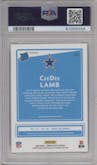CeeDee Lamb from the 2020 Panini Donruss Optic set featuring a Pink parallel graded by PSA and given an overall grade of 9.