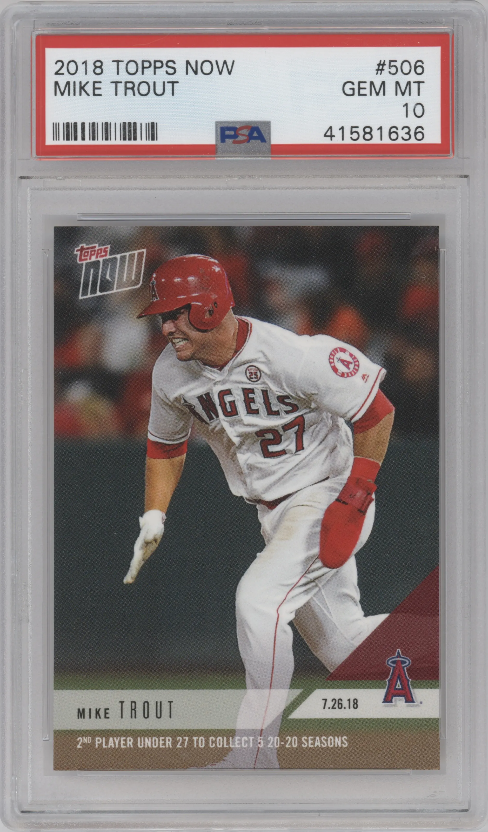 2018 Topps Now Mike Trout #506 PSA 10