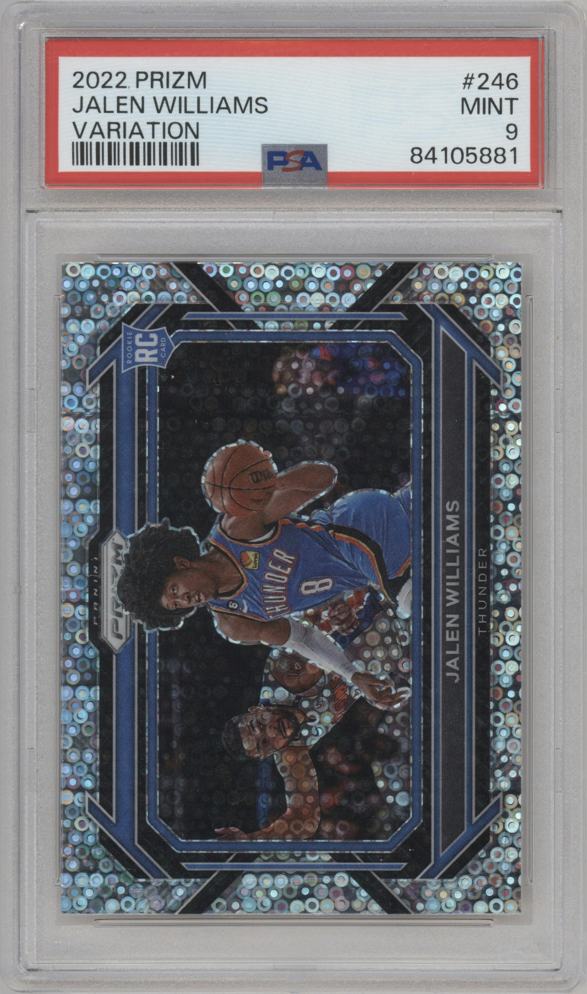 Jalen Williams  from the 2022-23 Panini Prizm  set graded by PSA and given an overall grade of 9.