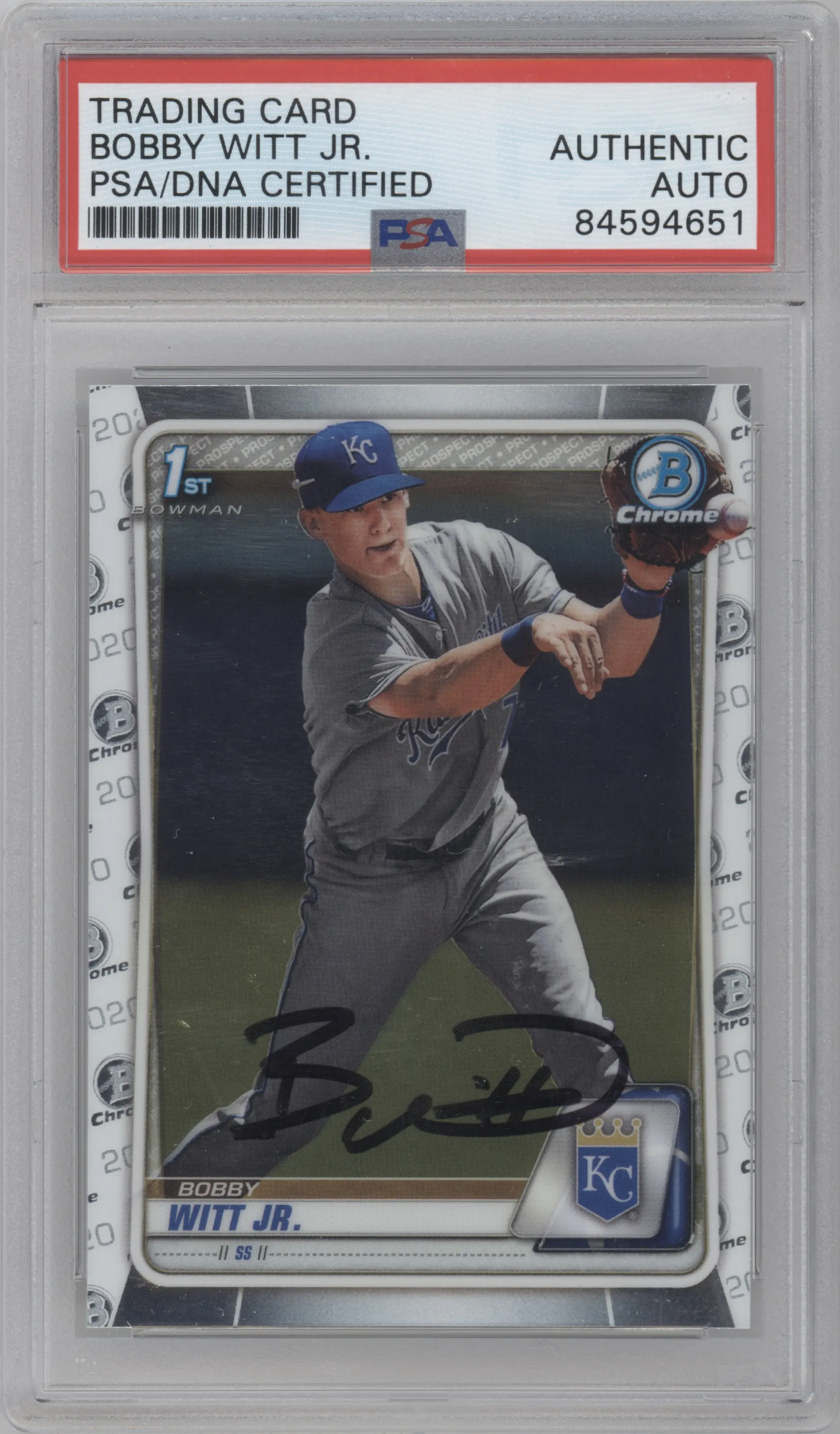 2020 Bowman Chr.Pros. Bobby Witt Jr. PSA AUTHENTIC PSA
