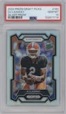 DJ Lagway from the 2024 Panini Prizm Draft Picks set featuring a Silver Prizm parallel graded by PSA and given an overall grade of 10.