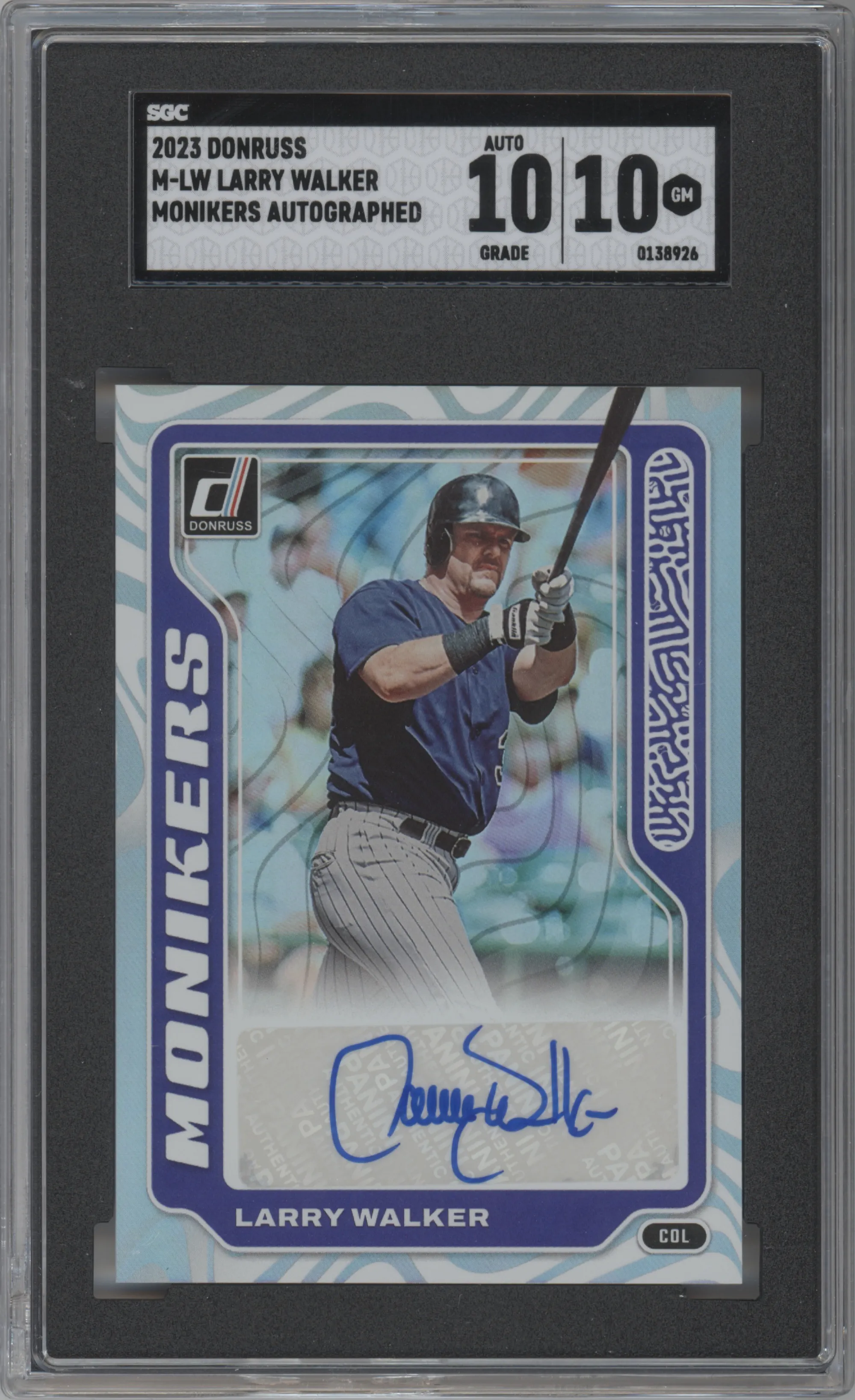 2023 Panini Donruss Monikers Larry Walker SGC 10