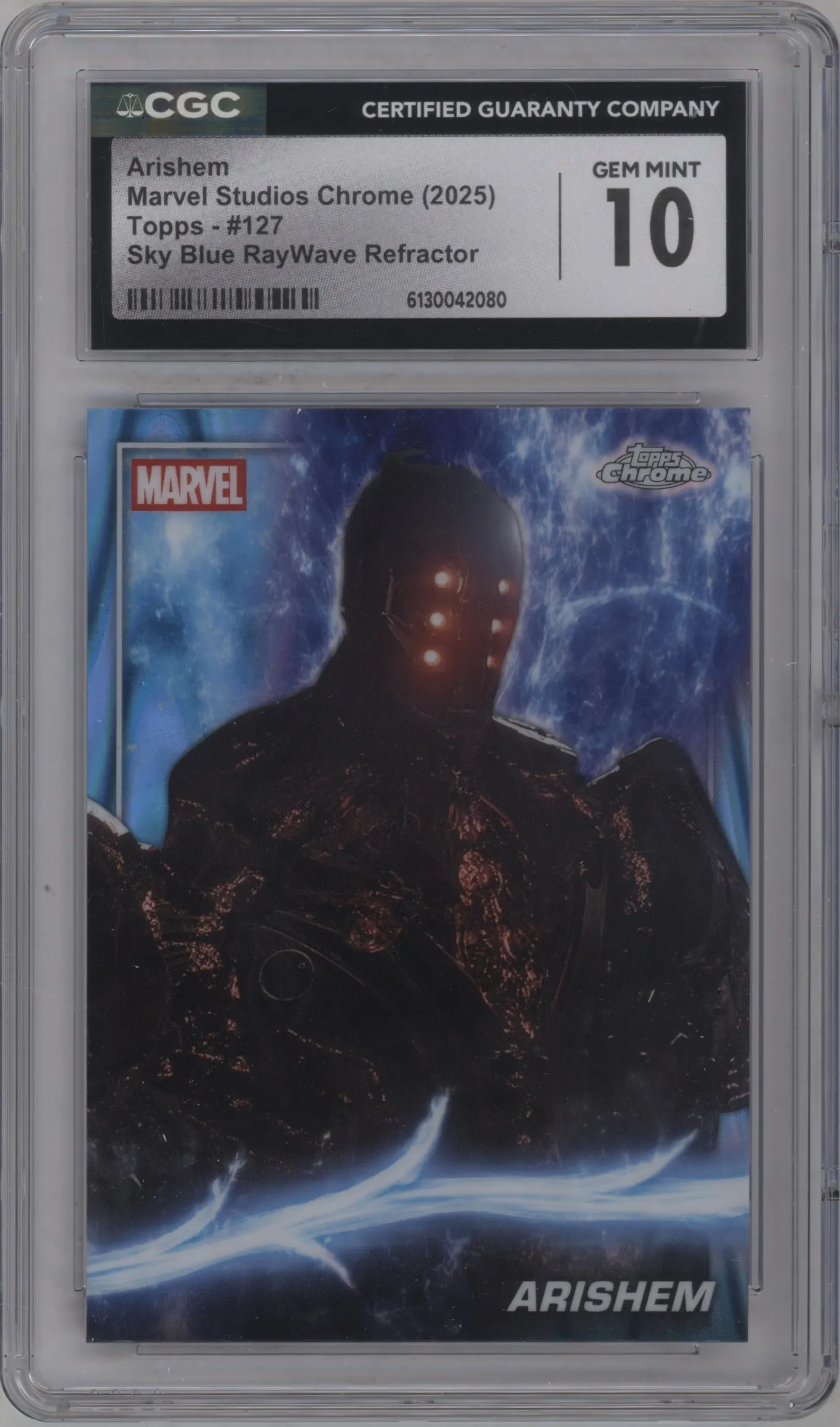 2025 Topps Chrome Marvel Studios Arishem Sky Blue RayWave Refractor CGC 10