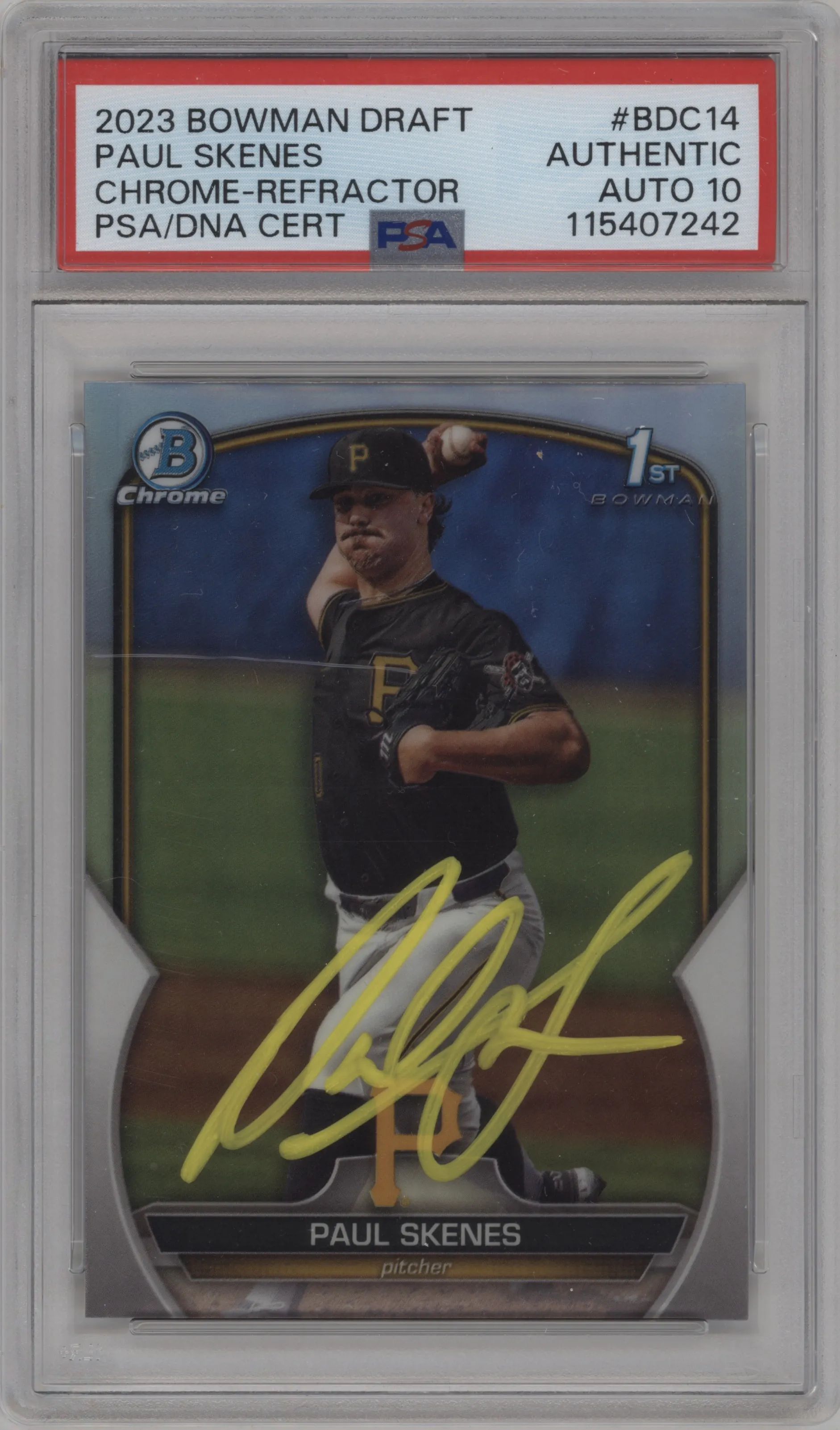 2023 Bowman Draft Chrome Paul Skenes Refractor PSA AUTHENTIC #BDC-14 PSA