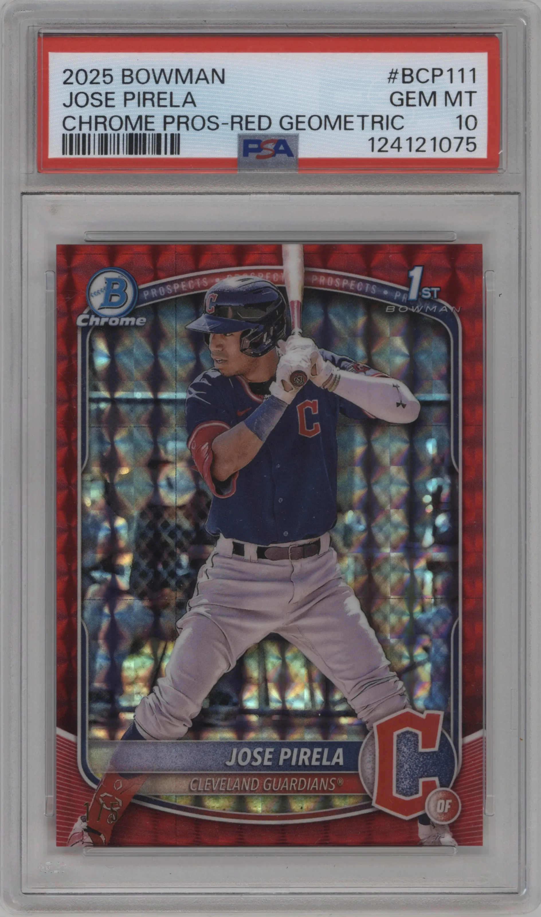 2025 Bowman Chr.Pros Jose Pirela Red Geometric Refractor #BCP-111 PSA 10