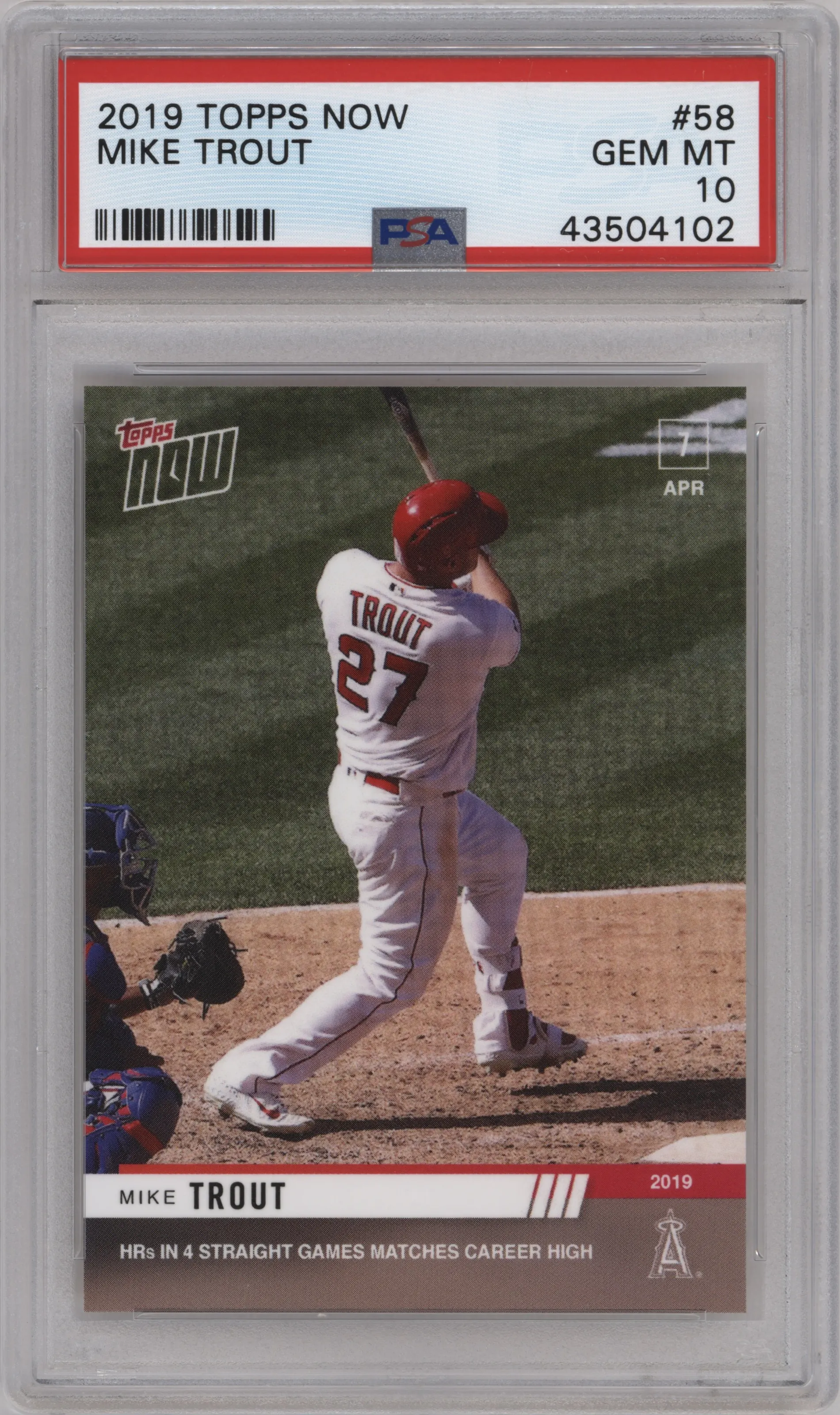 2019 Topps Now Mike Trout #58 PSA 10