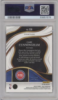 Cade Cunningham from the 2023-24 Panini Select  set featuring a Gold Prizm parallel graded by PSA and given an overall grade of 10.