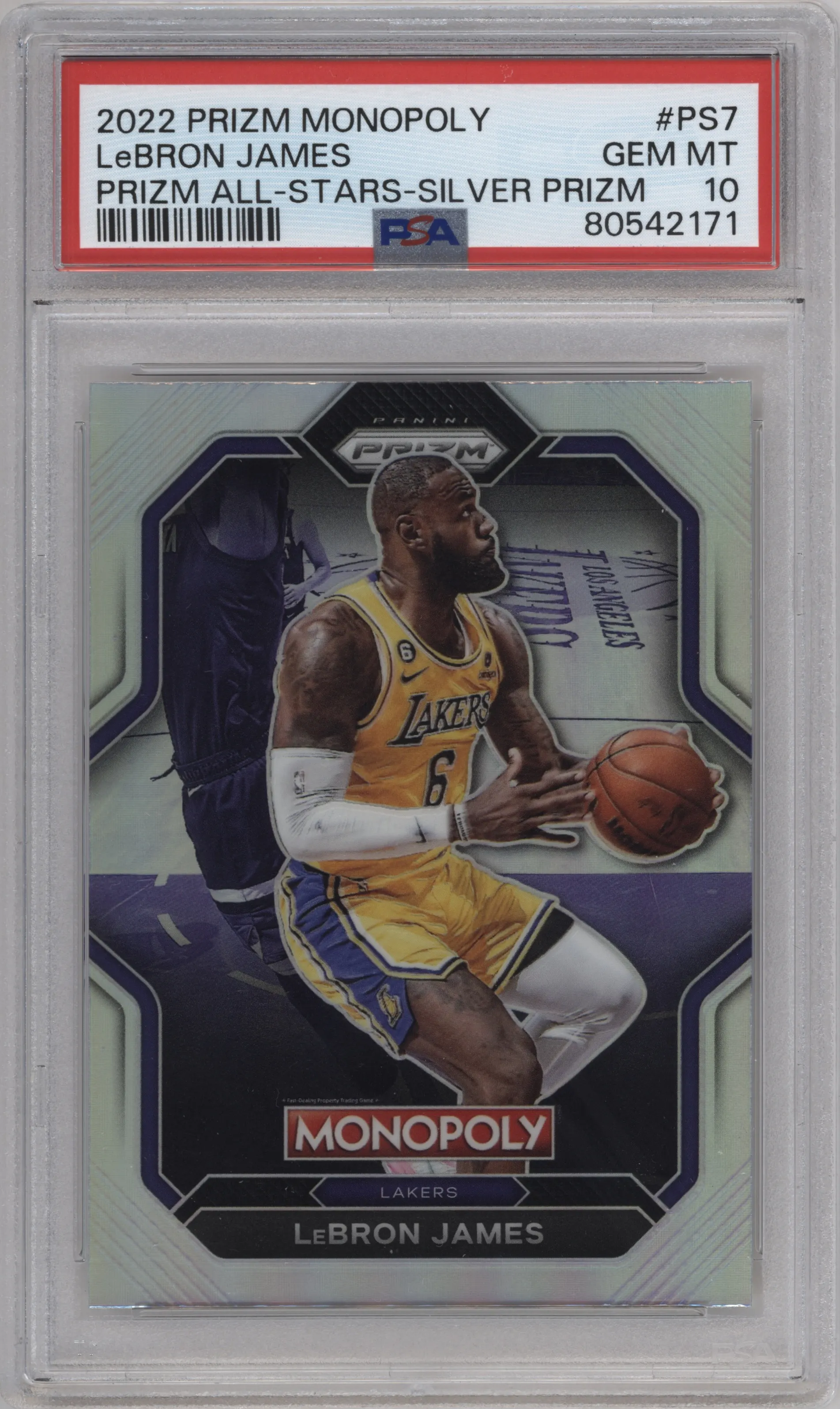 2022 Panini Prizm Monopoly All-Stars LeBron James Silver Prizm #PS7 PSA 10
