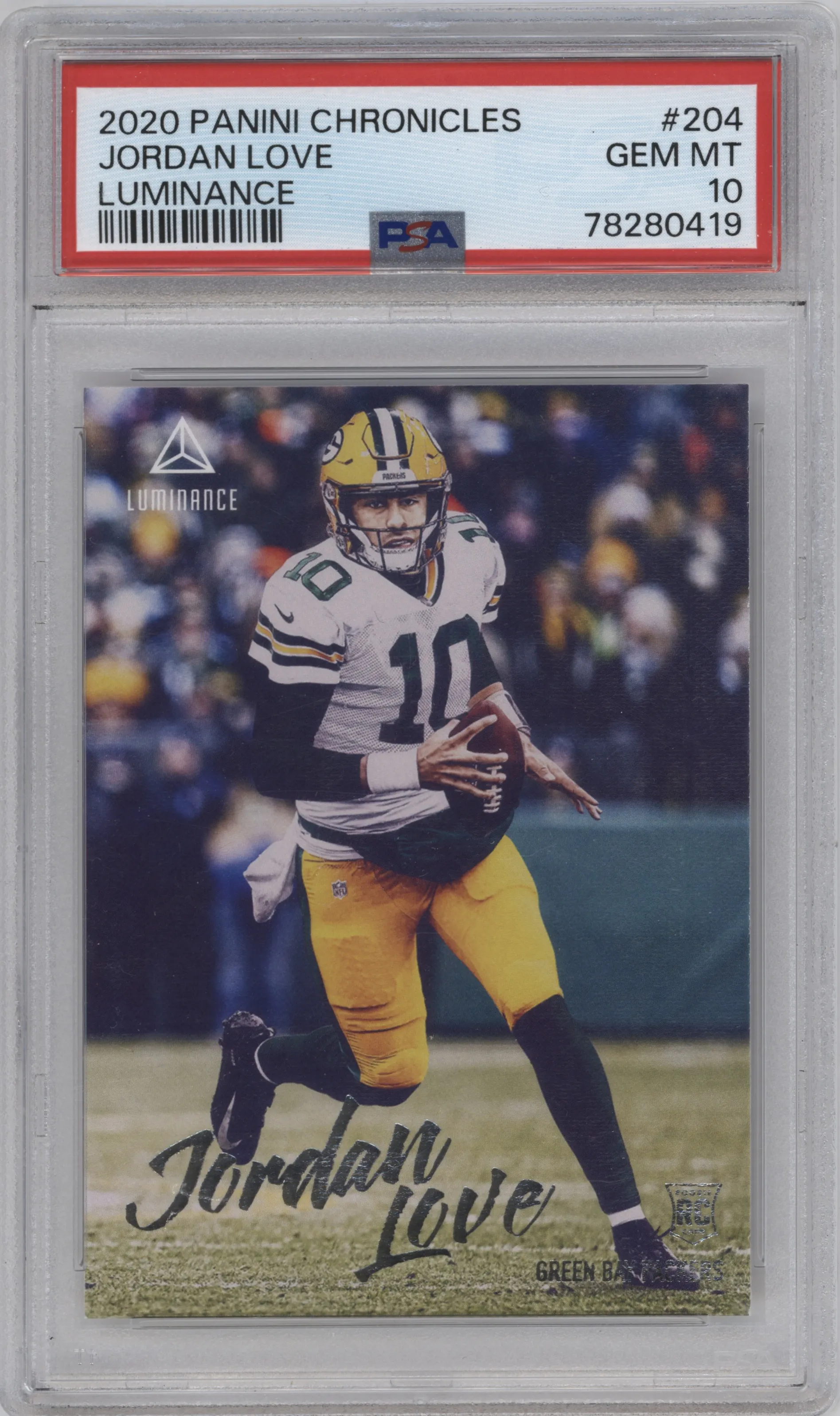 2020 Panini Chronicles Luminance Jordan Love #204 PSA 10