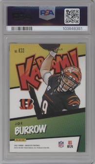 Joe Burrow from the 2021 Panini Absolute set graded by PSA and given an overall grade of 9.