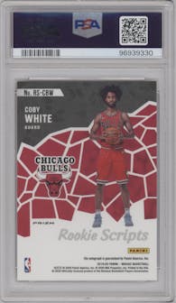 Coby White from the 2019-20 Panini Mosaic  set featuring a Red Wave parallel graded by PSA and given an overall grade of 10.