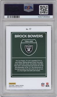 Brock Bowers from the 2024 Donruss set graded by PSA and given an overall grade of 9.