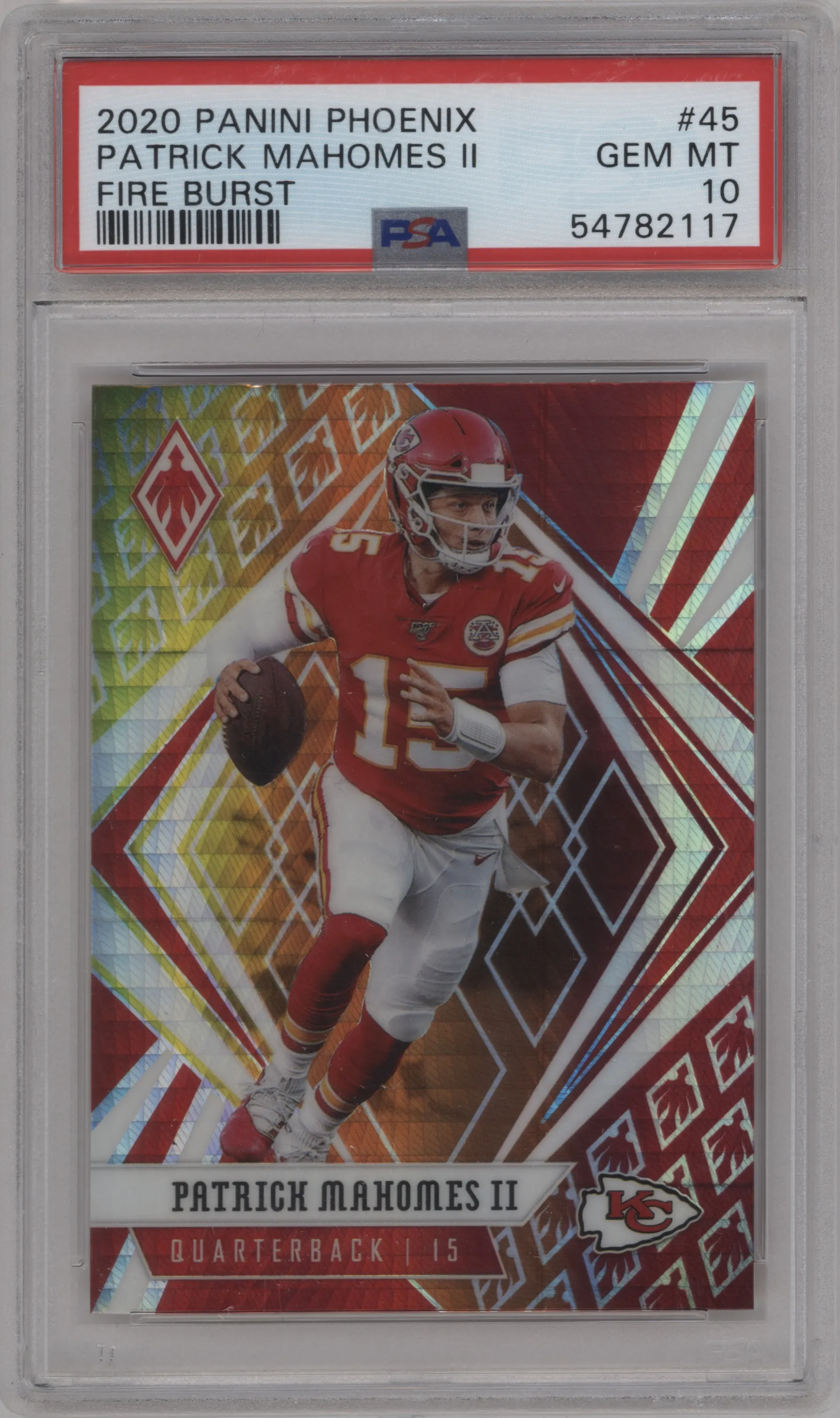 2020 Panini Phoenix Patrick Mahomes II Fire Burst PSA 10